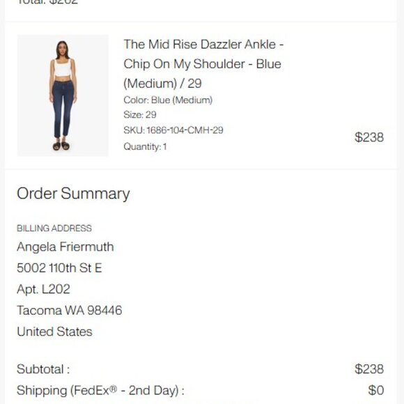 Mother The Mid Rise Dazzler Ankle -dark blue Size 29 - Picture 9 of 9